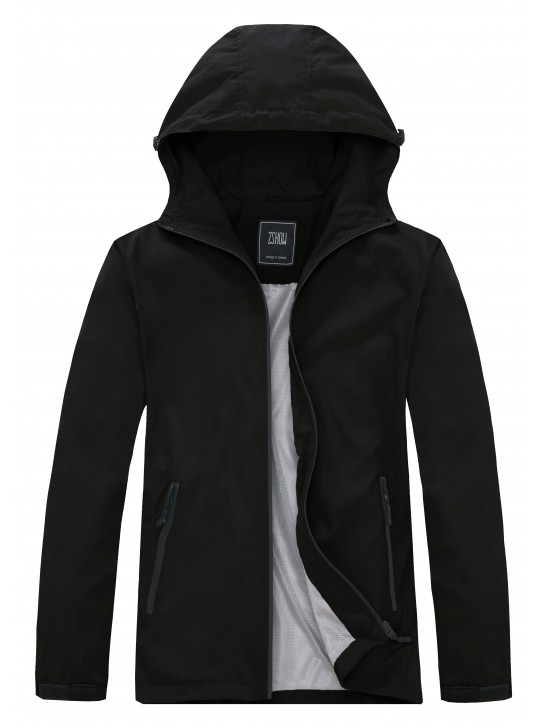 ZSHOW Men's Lightweight Packable Windproof Hooded Jacket Quick Dry Windbreaker