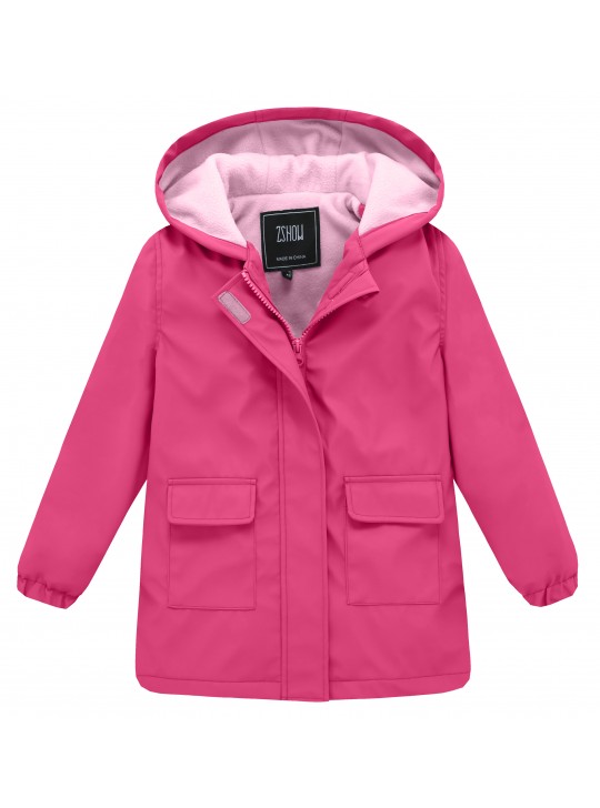 ZSHOW Girl's and Boy's Outwear Lightweight Fleece Lined Hooded Raincoat Zipper Closure Waterproof Rain Jacket