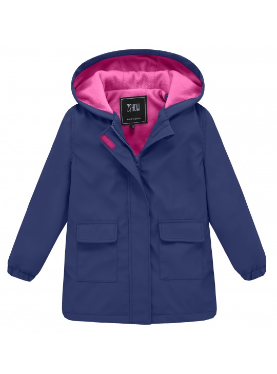 ZSHOW Girl's and Boy's Outwear Lightweight Fleece Lined Hooded Raincoat Zipper Closure Waterproof Rain Jacket
